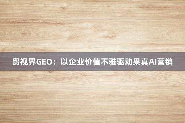 贸视界GEO：以企业价值不雅驱动果真AI营销