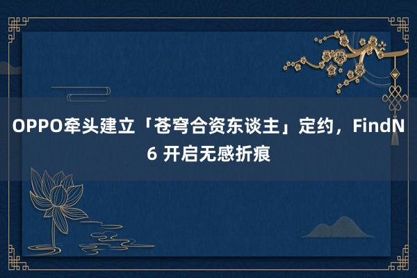 OPPO牵头建立「苍穹合资东谈主」定约，FindN6 开启无感折痕