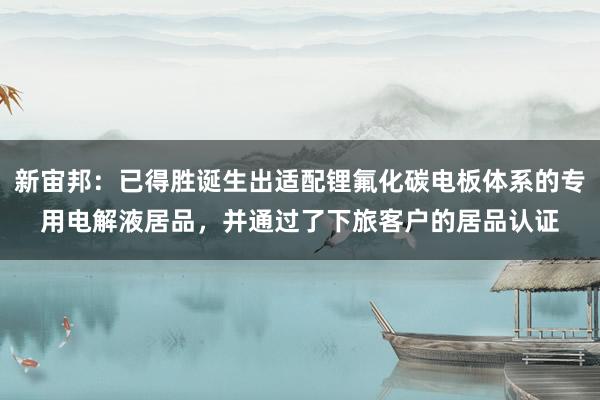 新宙邦：已得胜诞生出适配锂氟化碳电板体系的专用电解液居品，并通过了下旅客户的居品认证