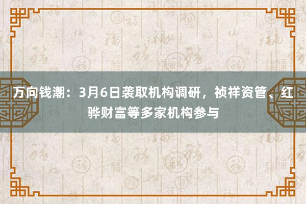 万向钱潮：3月6日袭取机构调研，祯祥资管、红骅财富等多家机构参与