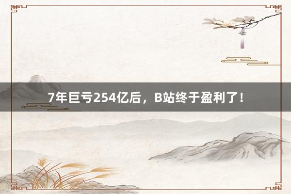 7年巨亏254亿后，B站终于盈利了！