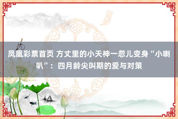 凤凰彩票首页 方丈里的小天神一忽儿变身“小喇叭”：四月龄尖叫期的爱与对策