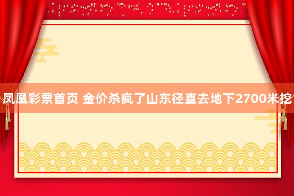 凤凰彩票首页 金价杀疯了山东径直去地下2700米挖