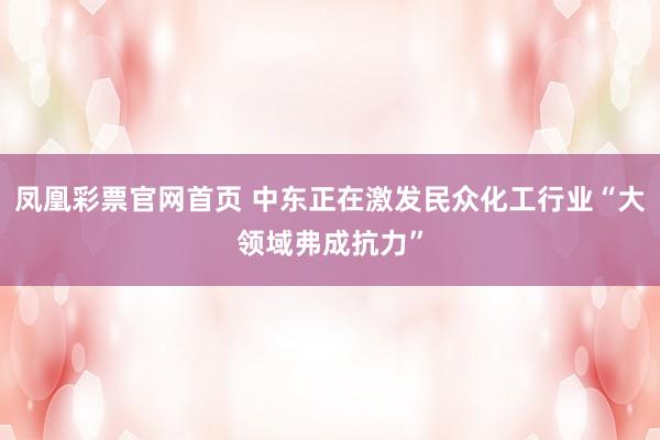 凤凰彩票官网首页 中东正在激发民众化工行业“大领域弗成抗力”