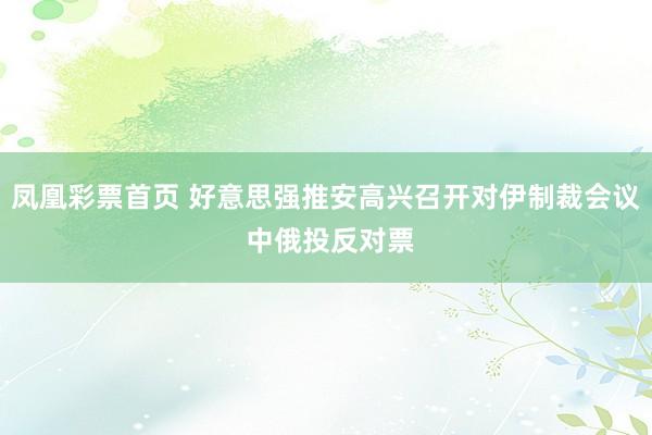 凤凰彩票首页 好意思强推安高兴召开对伊制裁会议 中俄投反对票