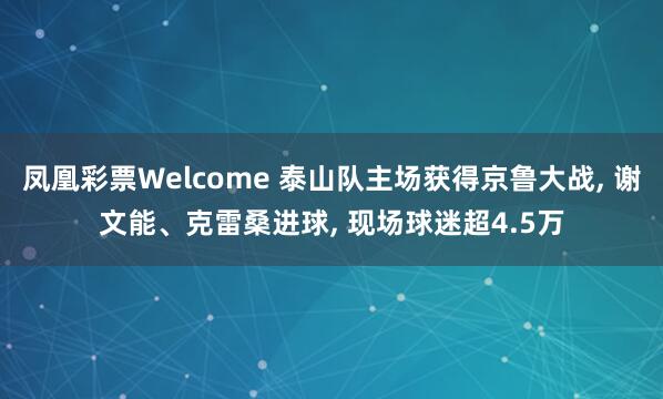 凤凰彩票Welcome 泰山队主场获得京鲁大战， 谢文能、克雷桑进球， 现场球迷超4.5万