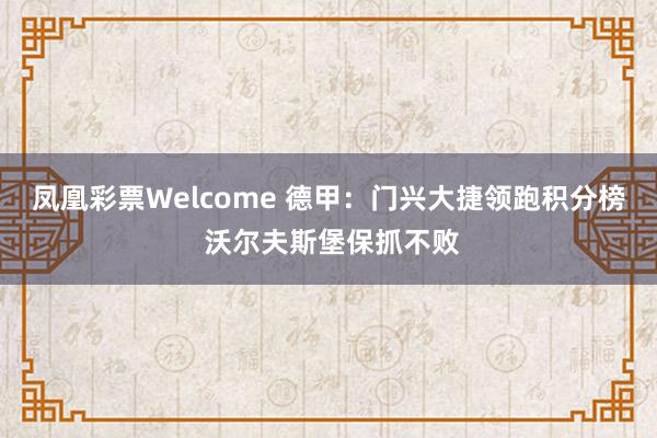 凤凰彩票Welcome 德甲：门兴大捷领跑积分榜 沃尔夫斯堡保抓不败