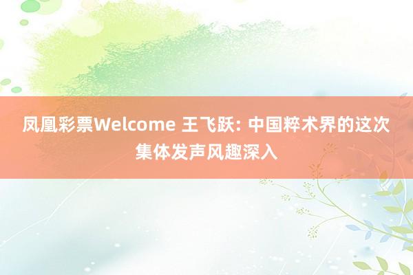 凤凰彩票Welcome 王飞跃: 中国粹术界的这次集体发声风趣深入