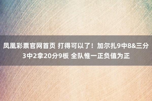 凤凰彩票官网首页 打得可以了！加尔扎9中8&三分3中2拿20分9板 全队惟一正负值为正