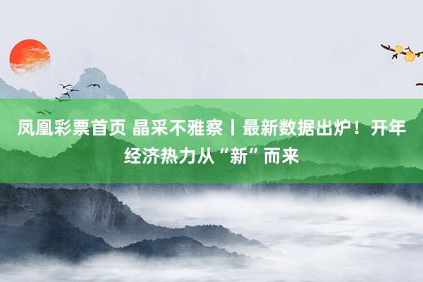 凤凰彩票首页 晶采不雅察丨最新数据出炉！开年经济热力从“新”而来