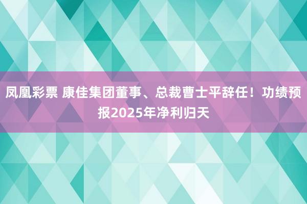 凤凰彩票 康佳集团董事、总裁曹士平辞任！功绩预报2025年净利归天