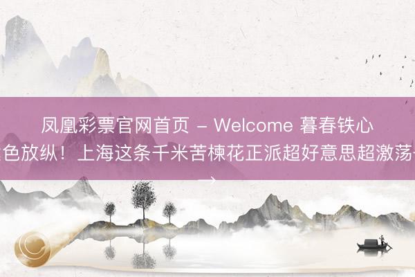 凤凰彩票官网首页 - Welcome 暮春铁心紫色放纵！上海这条千米苦楝花正派超好意思超激荡→