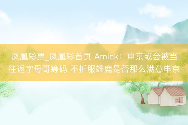 凤凰彩票_凤凰彩首页 Amick：申京或会被当往返字母哥筹码 不折服雄鹿是否那么满意申京