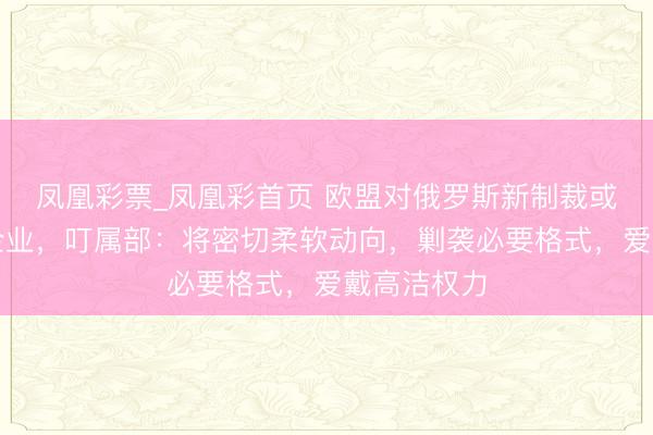 凤凰彩票_凤凰彩首页 欧盟对俄罗斯新制裁或触及中国企业，叮属部：将密切柔软动向，剿袭必要格式，爱戴高洁权力