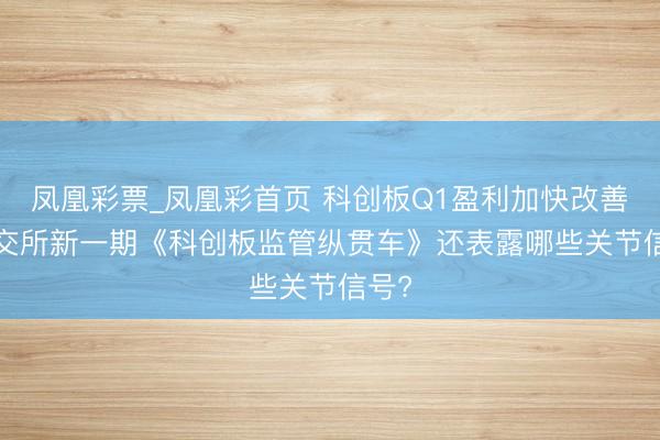 凤凰彩票_凤凰彩首页 科创板Q1盈利加快改善， 上交所新一期《科创板监管纵贯车》还表露哪些关节信号?