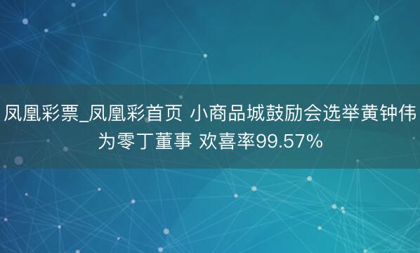 凤凰彩票_凤凰彩首页 小商品城鼓励会选举黄钟伟为零丁董事 欢喜率99.57%