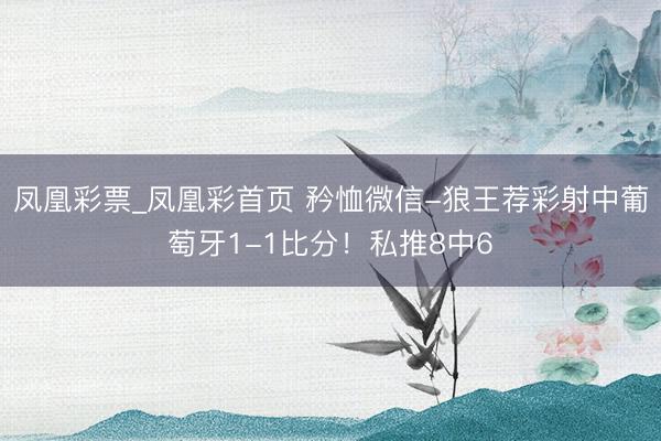 凤凰彩票_凤凰彩首页 矜恤微信-狼王荐彩射中葡萄牙1-1比分！私推8中6